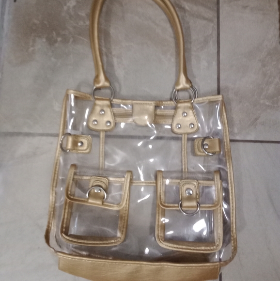 Handbags - Transparent clear gold tote bag